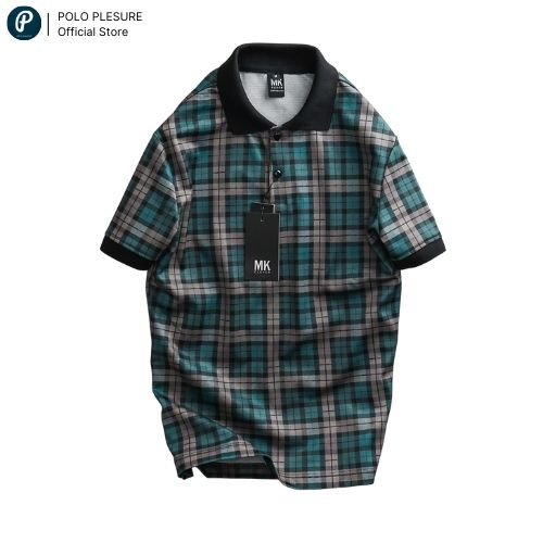 Áo polo nam họa tiết kẻ Tropical POLO PLEASURE, Chất vải umi cotton dày dặn, mền mịn chống nhăn nhàu tuyệt đối