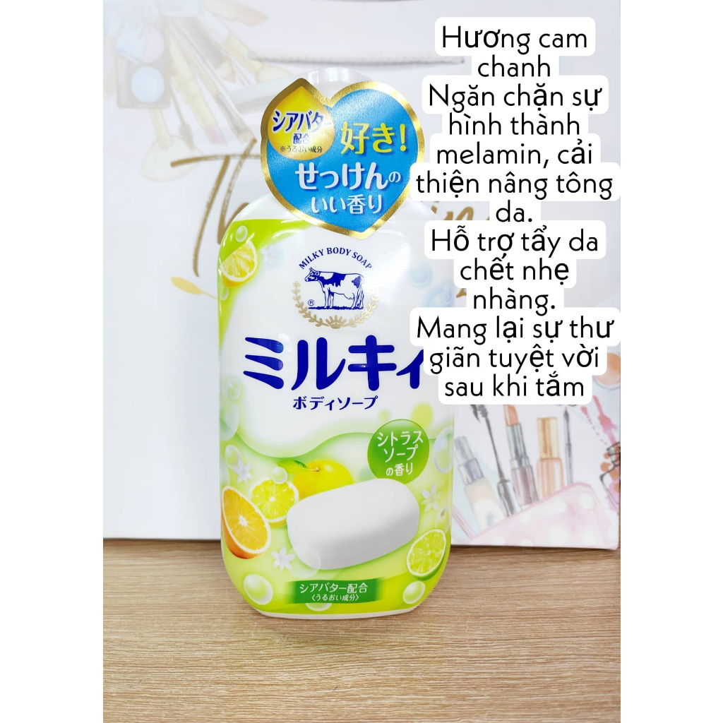 Sữa tắm Milky Body Soap Cow Nhật Bản làm sạch, mềm mịn và làm sáng làn da