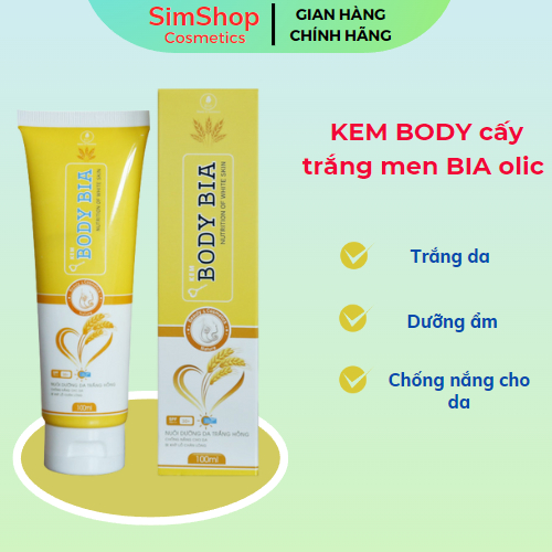 Kem Body cấy trắng men Bia olic SimShop102 nuôi dưỡng làn da trắng hồng từ sâu bên trong