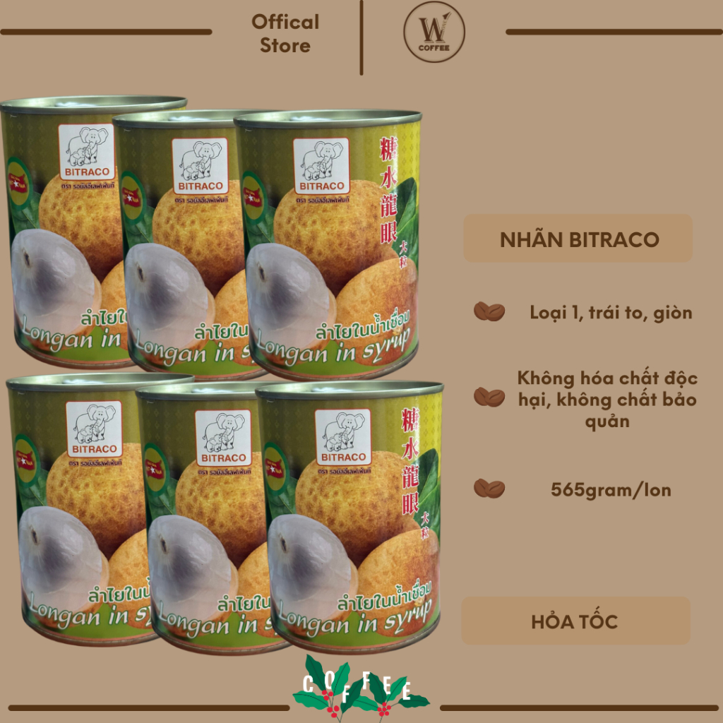 (Date 8.2024) Nhãn đóng lon Bitraco hàng loại 1, 565gram W1coffee