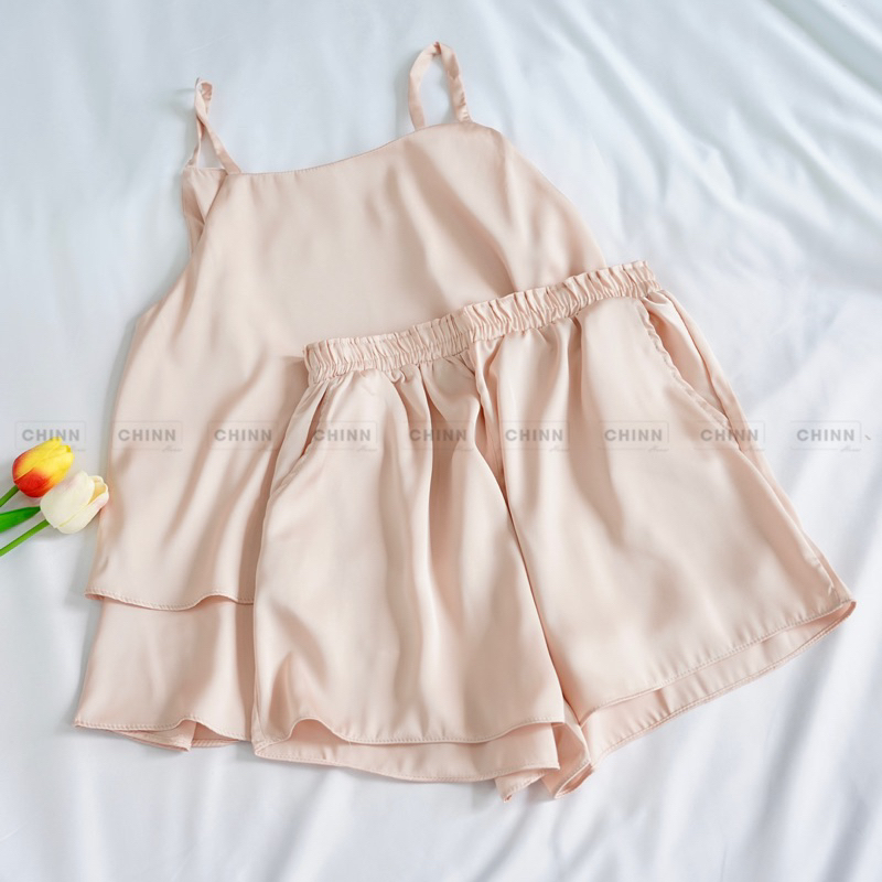 Bộ ngủ 2 dây lụa latin siêu mịn [Hình thật]