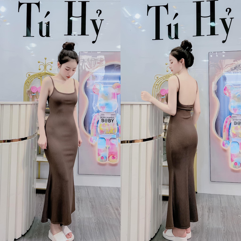 Đầm body 2 dây dáng suông nhiều màu, đầm thun 2 dây dáng dài hở lưng  tôn vòng 3 đi chơi, dạo phố sexy, quyến rũ mtb