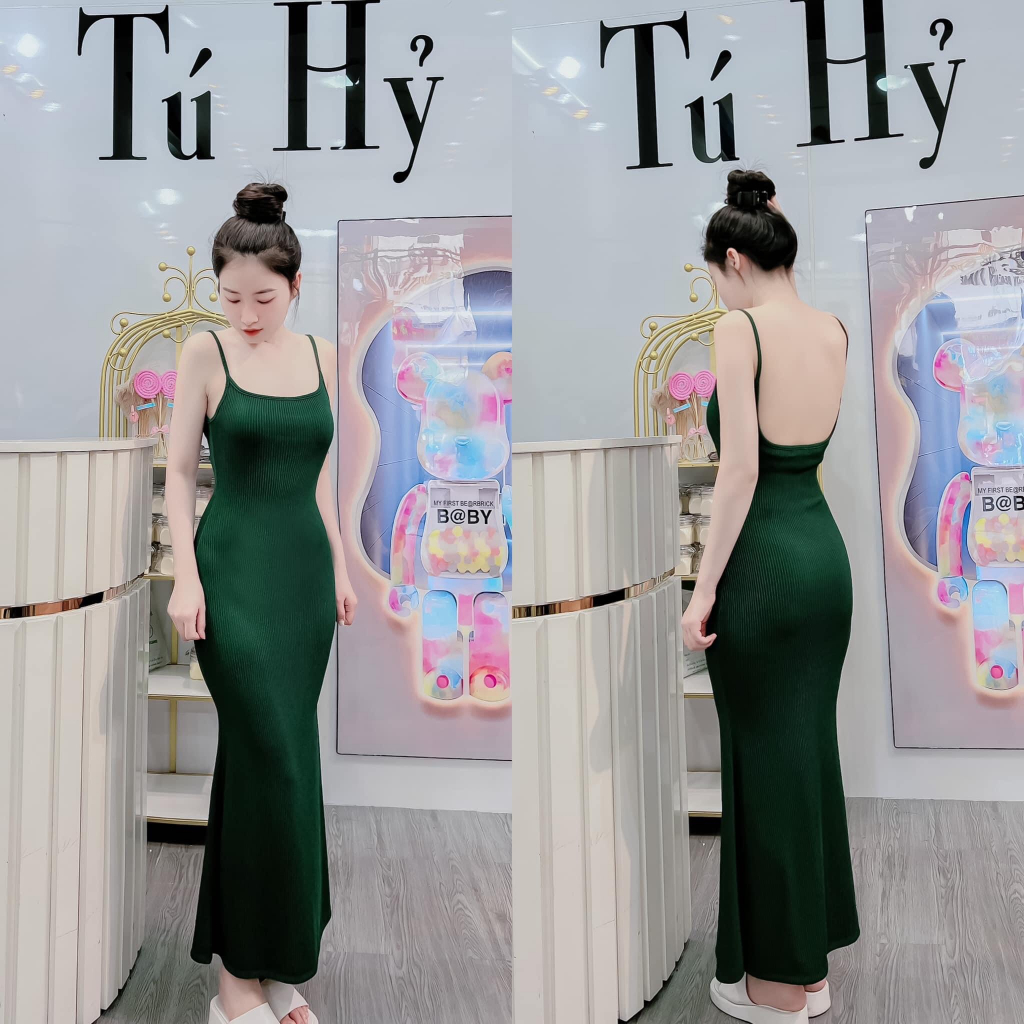Đầm body 2 dây dáng suông nhiều màu, đầm thun 2 dây dáng dài hở lưng  tôn vòng 3 đi chơi, dạo phố sexy, quyến rũ mtb