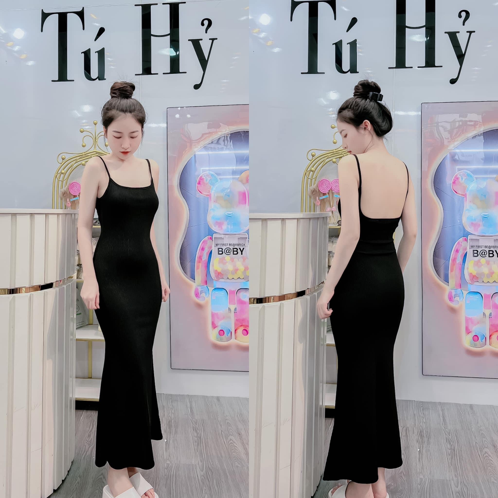 Đầm body 2 dây dáng suông nhiều màu, đầm thun 2 dây dáng dài hở lưng  tôn vòng 3 đi chơi, dạo phố sexy, quyến rũ mtb
