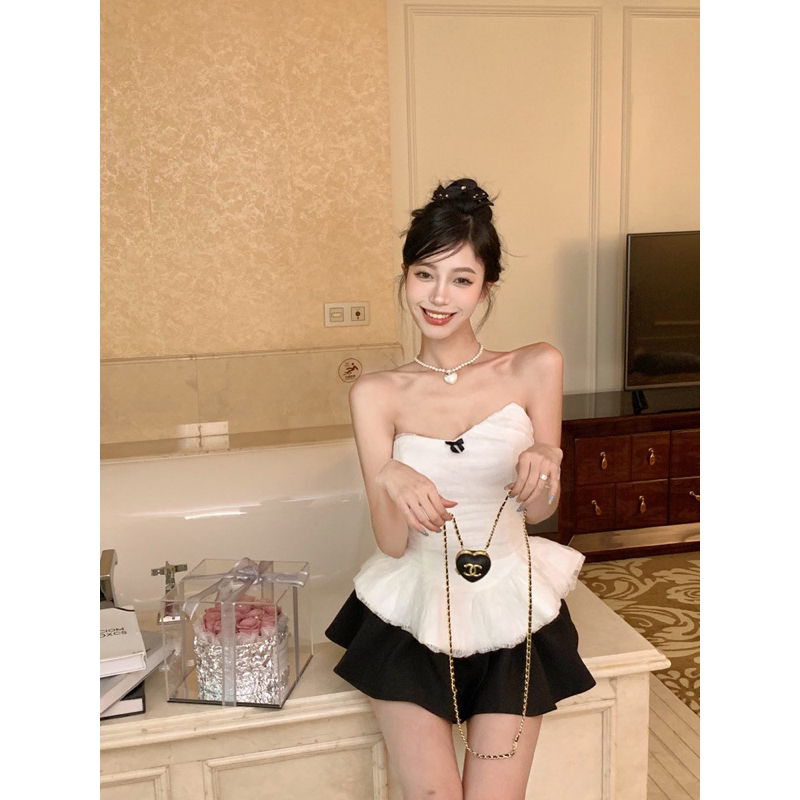 Set Áo Peplum Quây Cúp Ngực Bèo Xoè & Quần Váy Ngắn