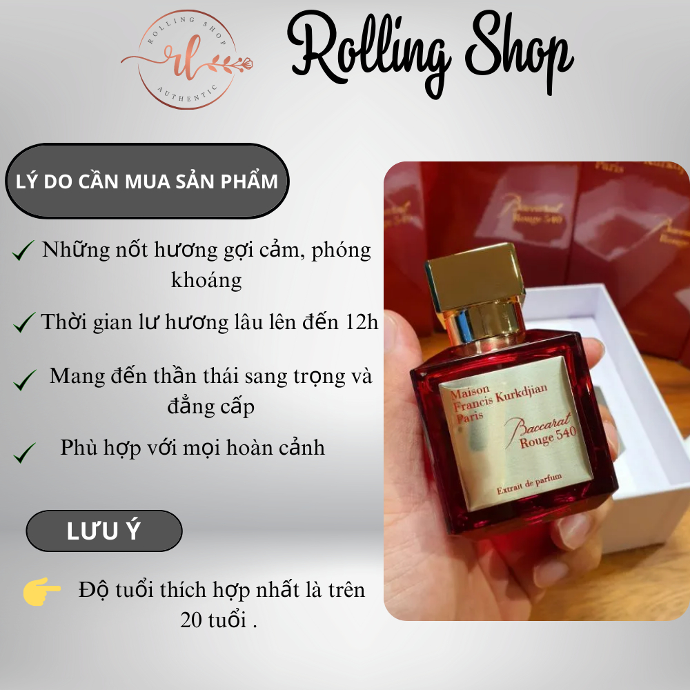 Nước Hoa Chiết Nữ Maison Baccarat Đỏ Extrait De Parfum - Biểu Tượng Của Sự Giàu Sang Phú Qúy 10ml - Rolling Shop