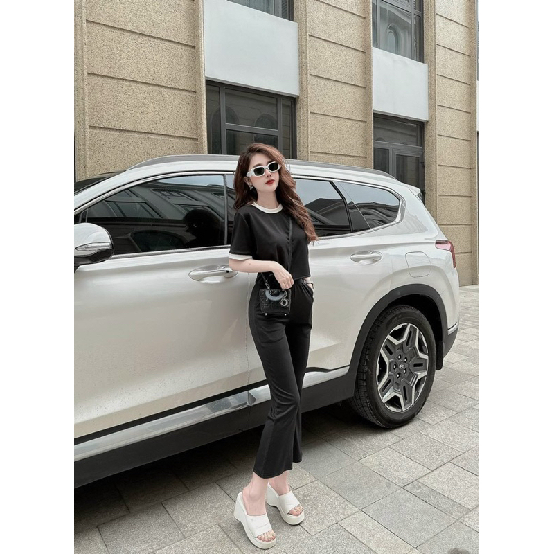 Set bộ gân phối kèm quần loe lửng teen
