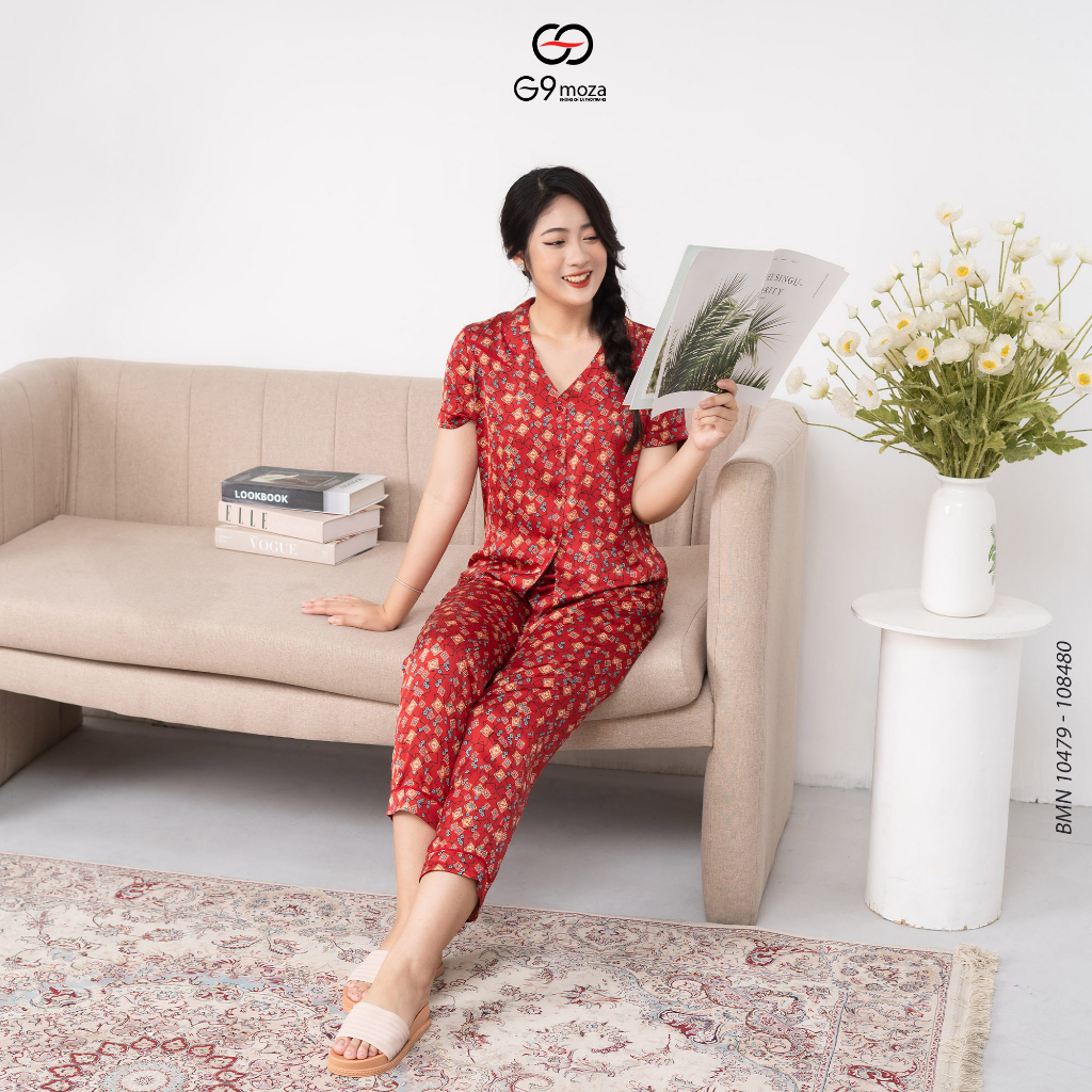 Bộ pijama lụa G9moza 10479-10480 chất mềm mịn mát