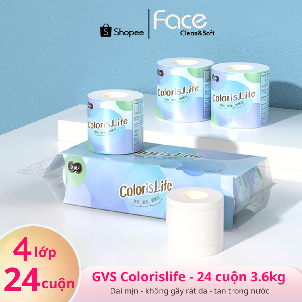 Giấy vệ sinh Colorislife 4 lớp hòa tan, không tắc bồn cầu - Face Tissue (facevn)