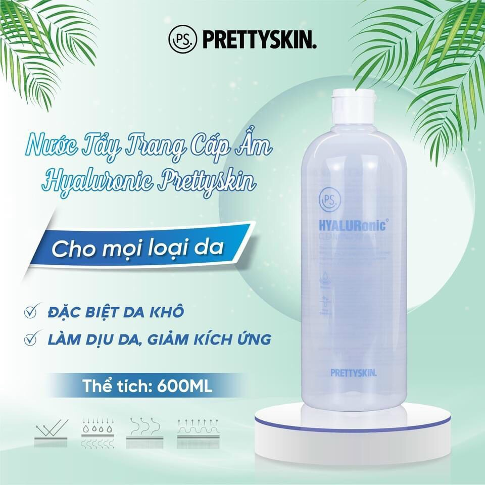 Nước Tẩy Trang Cấp Ẩm Cho Da Khô Pretty Skin Hàn Quốc Hyaluronic Cleansing Water 600ml