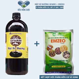 Combo 1 Chai Rỉ mật + 1 gói vi sinh Emzeo Chuyên dùng Ủ Phân bón, Rác Thải hữu Cơ, Đầu Nành, Phân cá