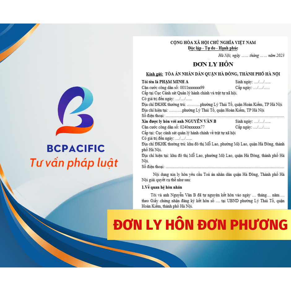 COMBO mẫu đơn ly hôn đơn phương mới nhất + Tài liệu hướng dẫn chi tiết của luật sư