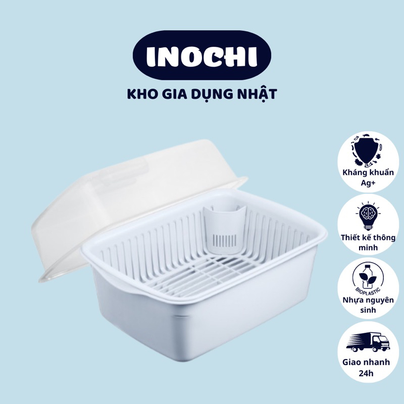 Kệ chén bát (có nắp), sóng chén cao cấp inochi, kháng khuẩn, ngăn bụi, ngăn côn trùng - Giao màu ngẫy nhiên