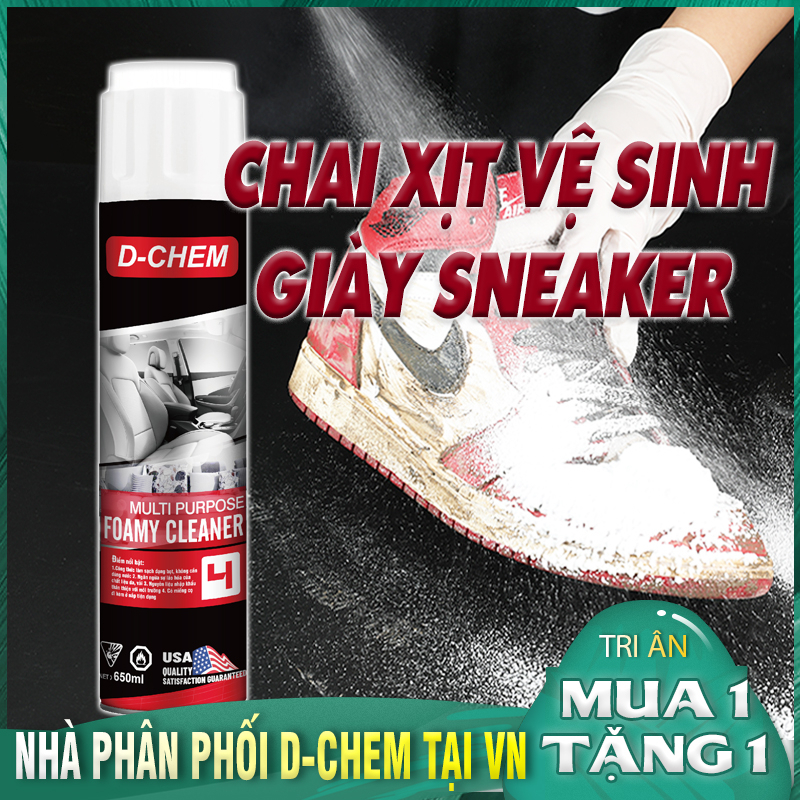 Bình Xịt Vệ Sinh Giày Sneaker D-Chem Chai Lớn 650ml Dạng Bọt Tẩy Sạch Vết Bẩn GIày Dép