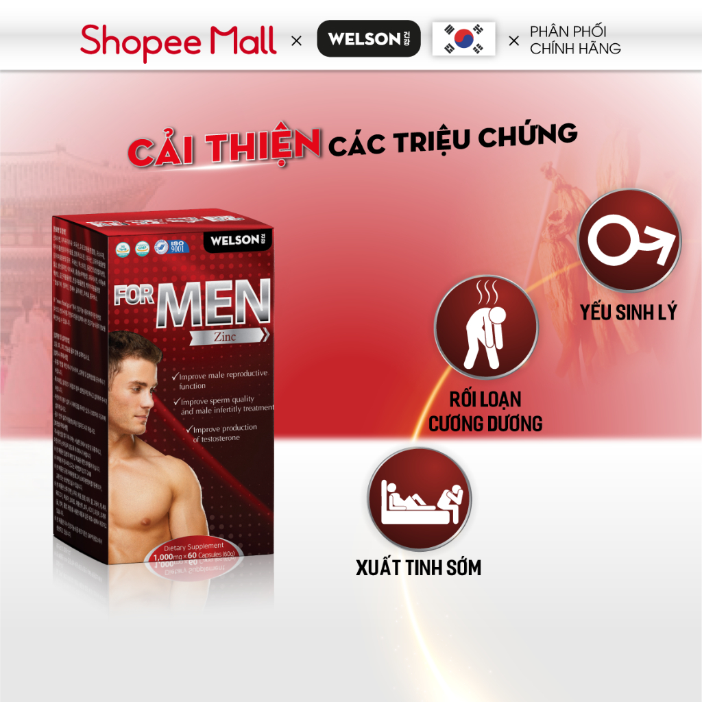 Tăng Cường Sinh Lý Nam Bổ Thận Tráng Dương Welson For Men Hộp 60 viên