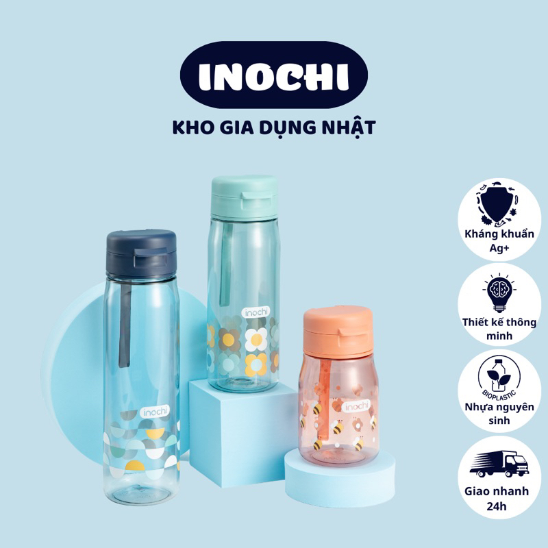 Bình đựng nước Kita Fami cao cấp inochi, đi học, tập gym, thể thao, quà tặng - Giao màu ngẫu nhiên
