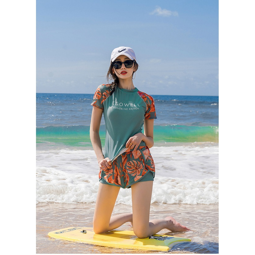 Bikini, Đồ bơi nữ ES05  áo ngắn tay + quần đùi phong cách, sành điệu