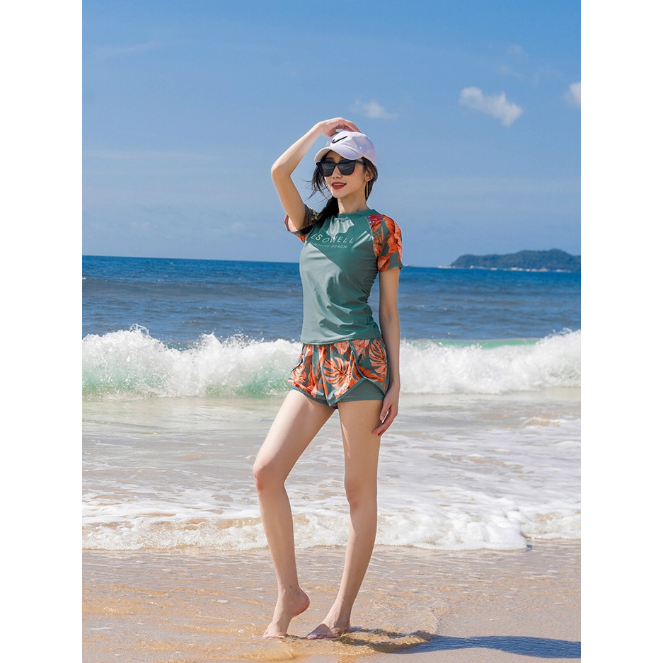 Bikini, Đồ bơi nữ ES05  áo ngắn tay + quần đùi phong cách, sành điệu