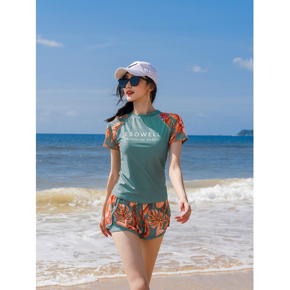 Bikini, Đồ bơi nữ ES05  áo ngắn tay + quần đùi phong cách, sành điệu