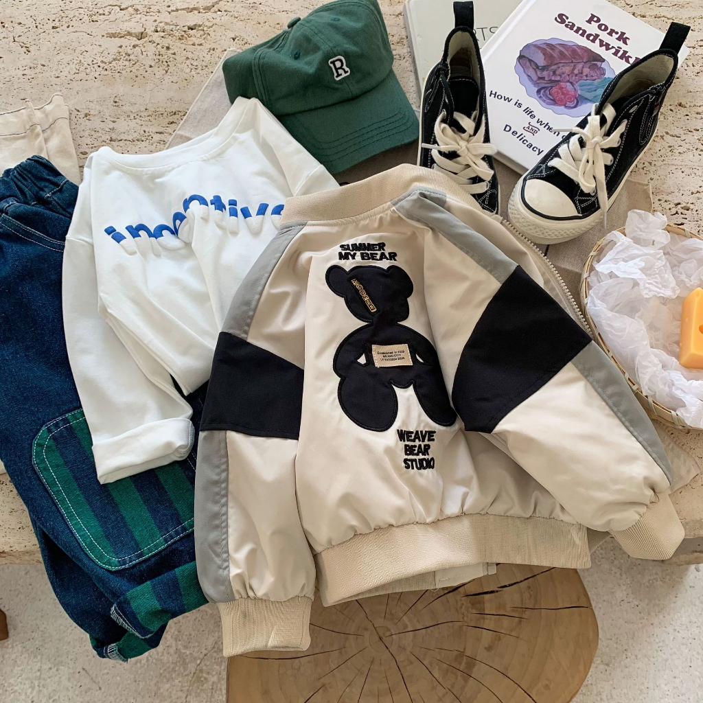 Áo khoác bomber gió siêu xinh 2 lớp dày dặn cho bé hot 2023