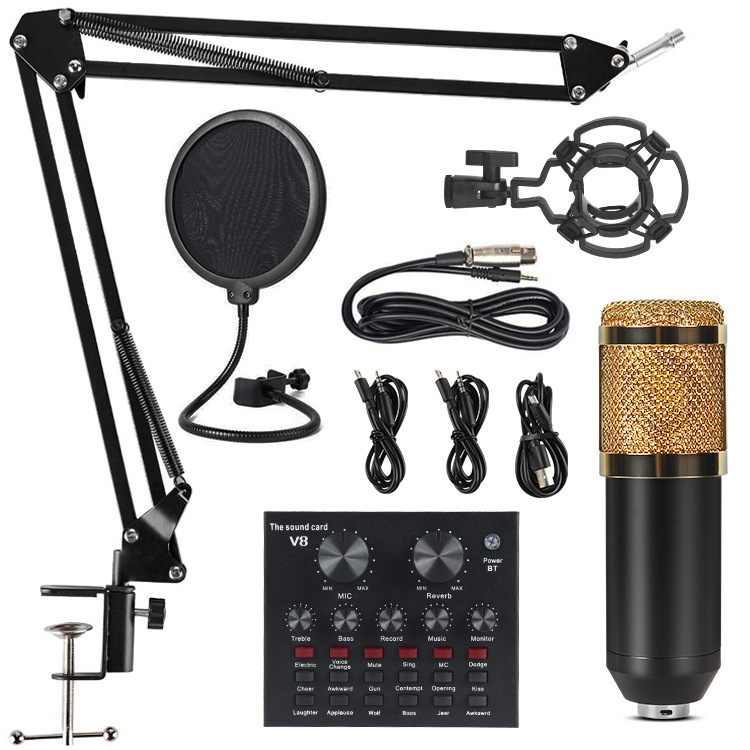 Sound card V8 bluetooth thu âm livestream 12 hiệu ứng âm thanh sống động pin khủng 12h KAW VIETNAM
