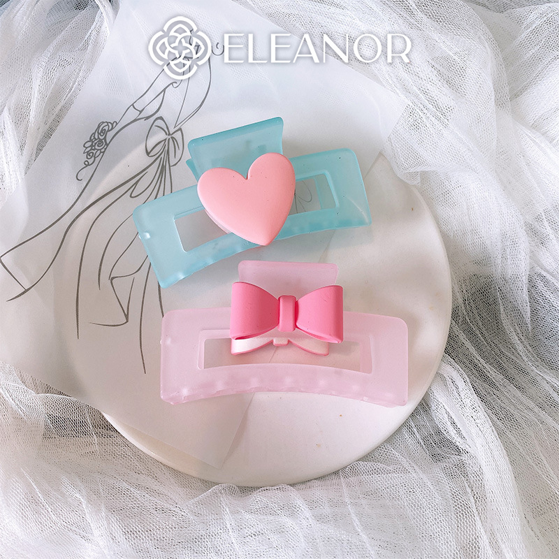 Kẹp tóc nữ càng cua Eleanor Accessories hình nơ trái tim màu sắc trẻ trung phụ kiện tóc 5569
