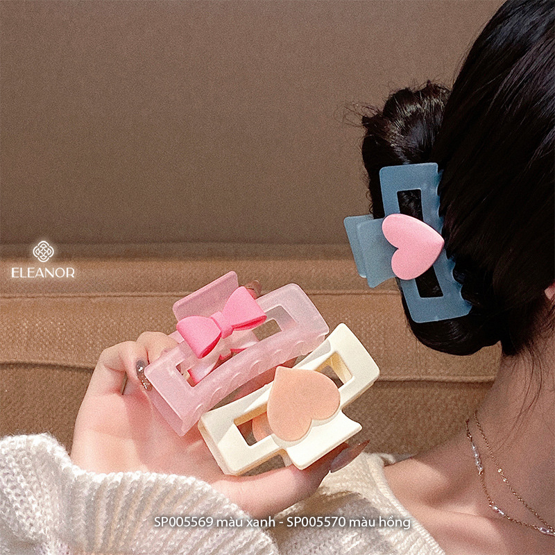 Kẹp tóc nữ càng cua Eleanor Accessories hình nơ trái tim màu sắc trẻ trung phụ kiện tóc 5569