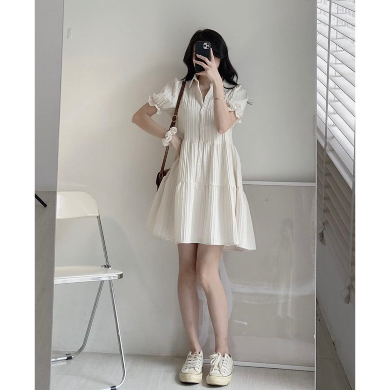 Váy babydoll đũi gân kèm váy hai dây tặng kèm scrunchies | BigBuy360 - bigbuy360.vn