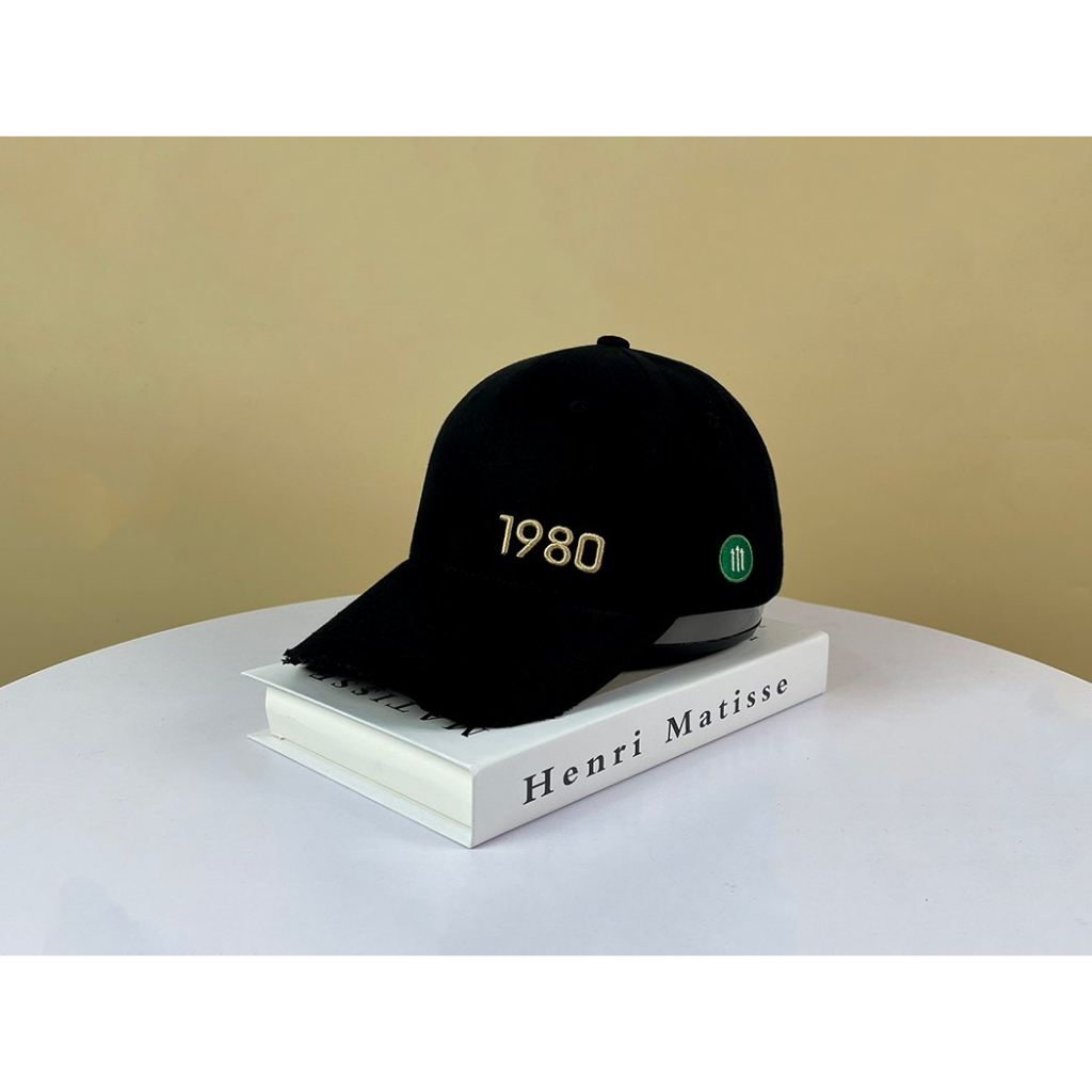 Nón kết Mũ lưỡi trai đen 1980 logo thêu dành cho nam nữ Free size