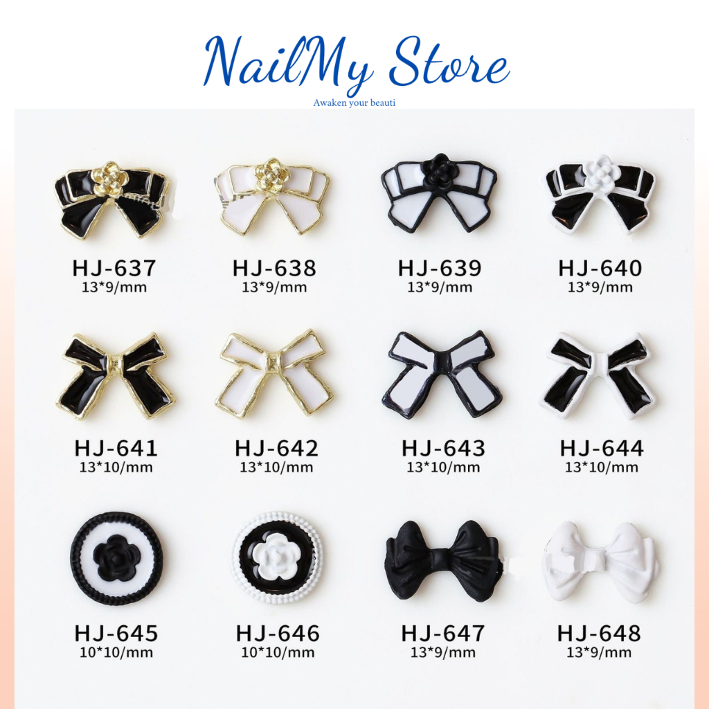 Charm nail cao cấp, charm nơ sang chảnh, phụ kiện gắn móng tay (637-648)