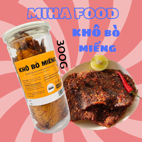 KHÔ BÒ MIẾNG 200g- 300g ĐỒ ĂN VẶT ( Khô bò loại 1 chứng nhận ISO) MiHa Food