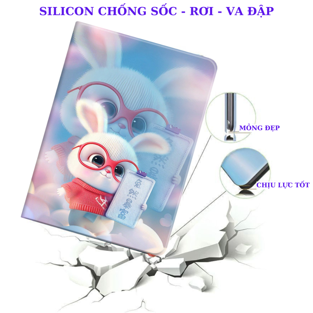 Ốp ipad silicon Rabbitt cute ốp ipad Air 1-2-3-4-5 -Gen 5-6-7-8-9-10 -Pro 11-9.7-10.5-Mini 1-2-3-4-5-6 -BON CASE