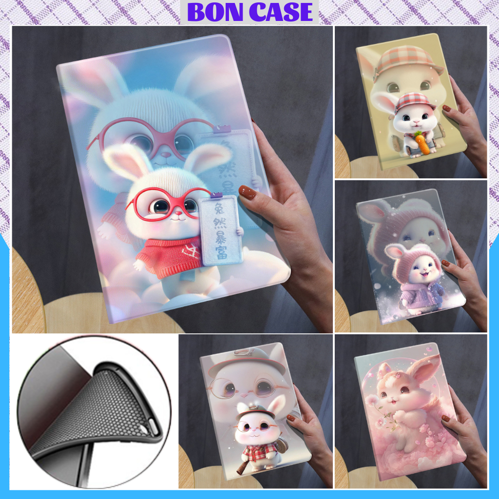 Ốp ipad silicon Thỏ cute ốp ipad Gen 5-6-7-8-9-10 -Pro 11-9.7-10.5 -Air 1-2-3-4-5 -Mini 1-2-3-4-5-6 -BON CASE
