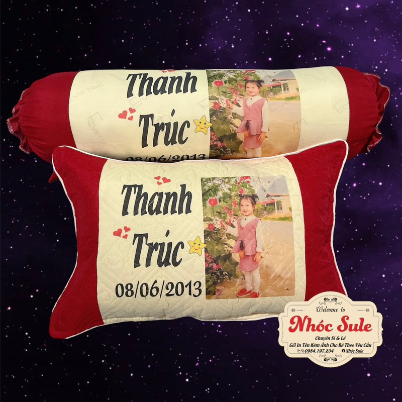 Gối ôm trẻ em in tên, in hình ảnh theo yêu cầu cho bé