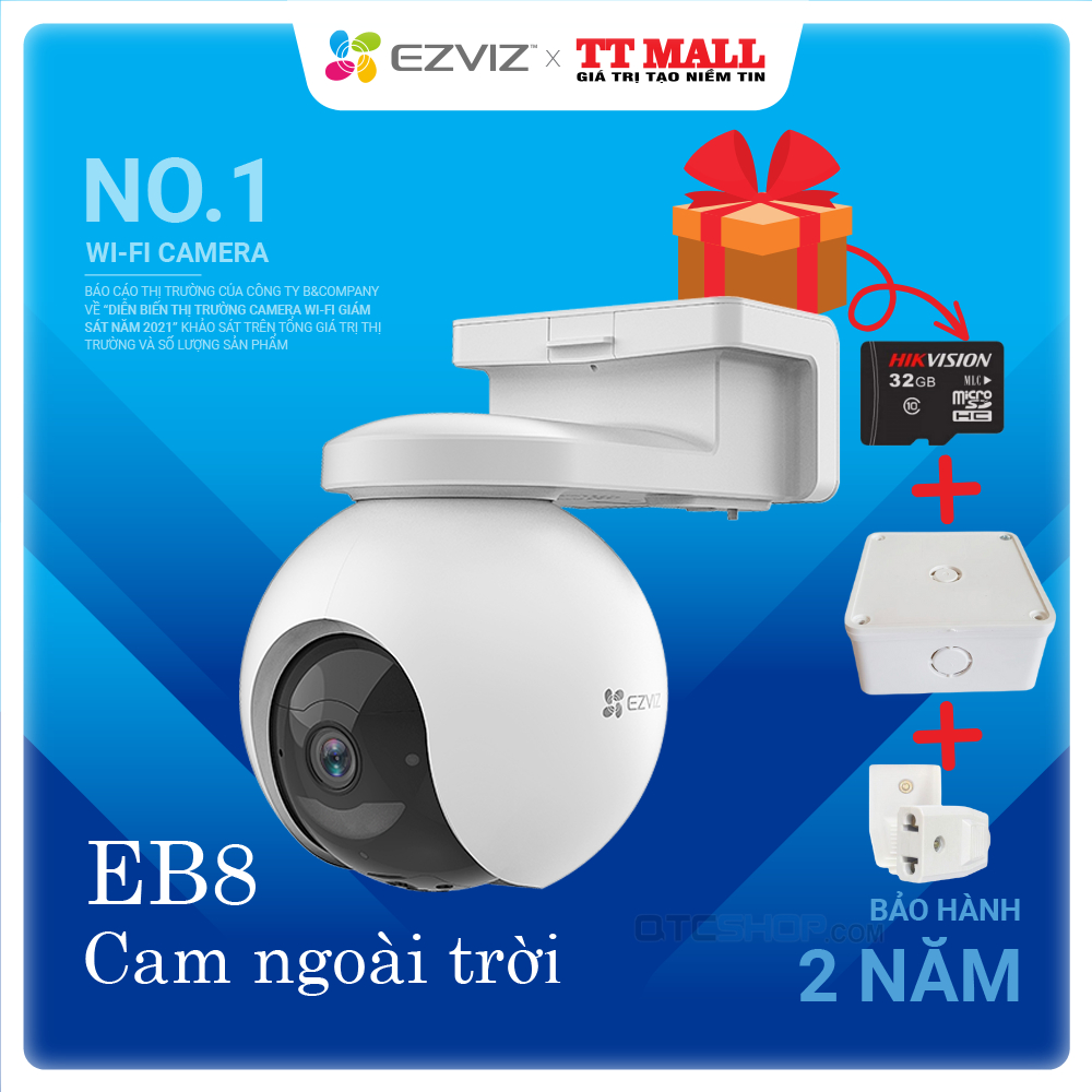 [Mã ELEZ10 giảm 10% đơn 850K] CAMERA EZVIZ EB8 hỗ trợ 4G, năng lượng mặt trời, định vị GPS thông minh