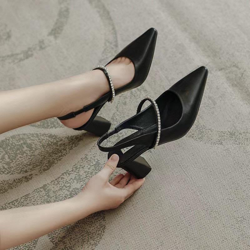 Giày Cao Gót 7cm Slingback Dây Đá H081