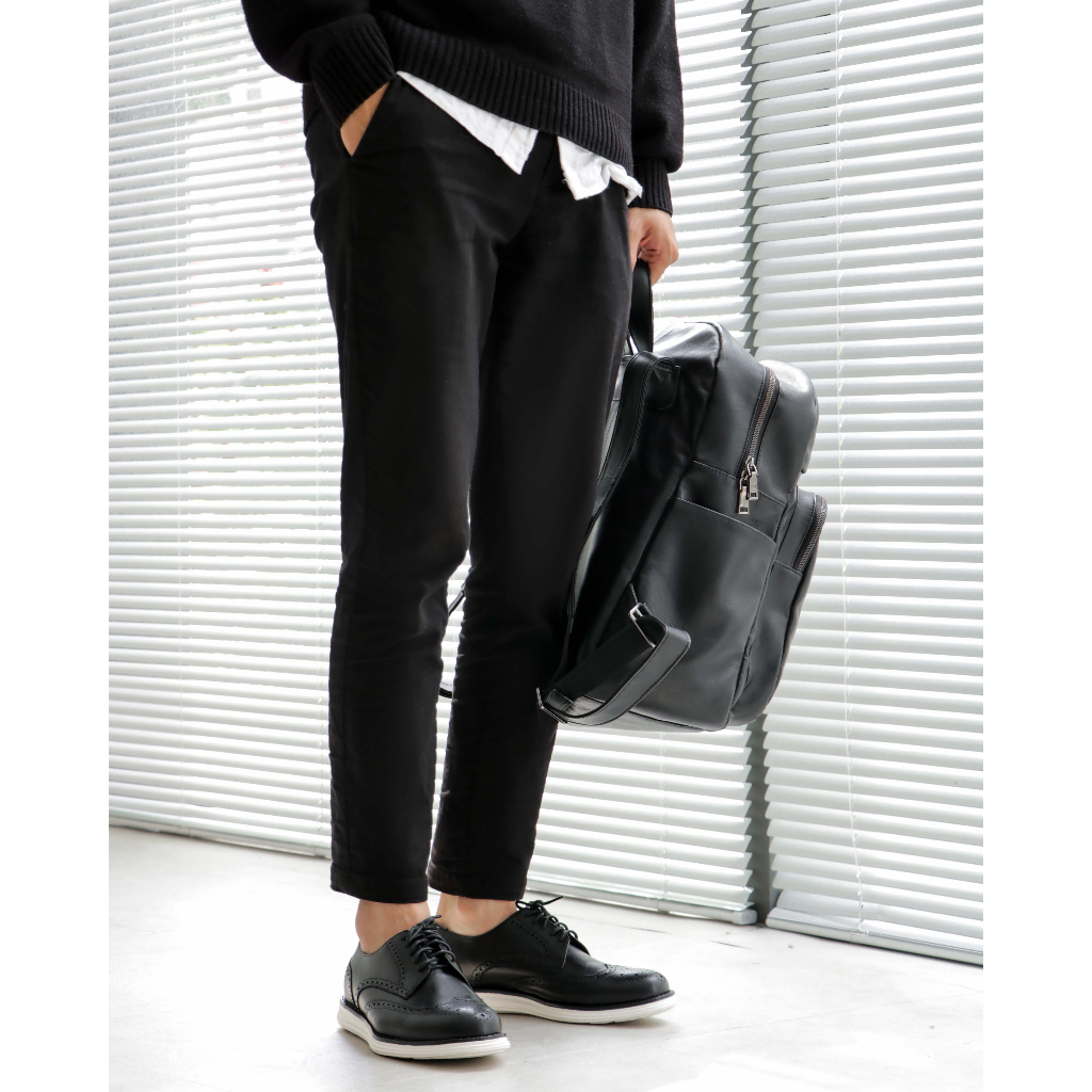 Giày da FANGY - The Modern Wingtips Sneaker - Da Đen & Đế Trắng