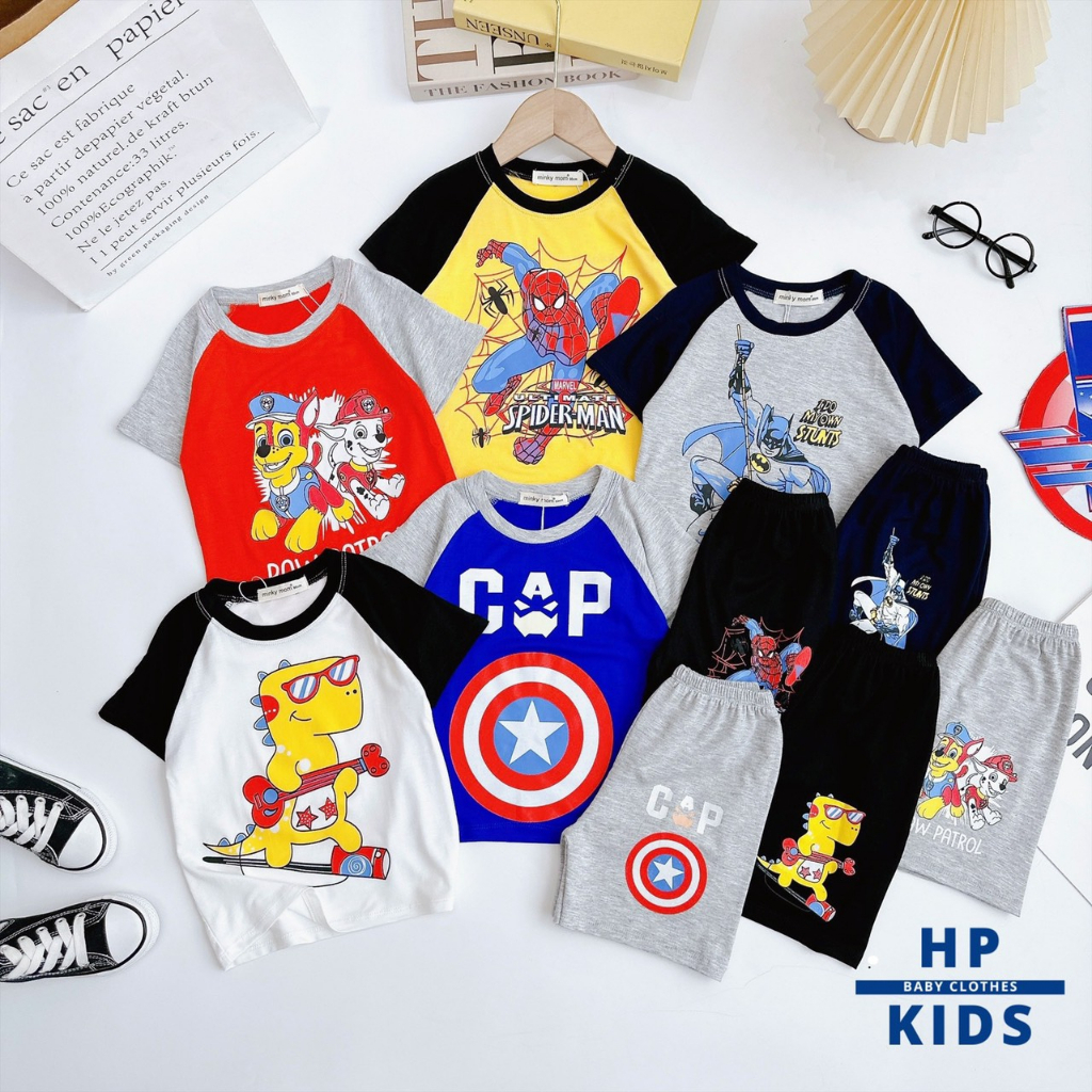 Bộ ngắn siêu anh hùng marvel bé trai size 80-150 (hãng minkymom)