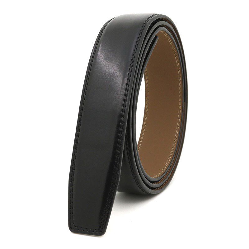 Dây da thay thế thắt lưng nam da bò nhập khẩu TMNK02 bản 3.5cm dùng cho khóa tự có răng nhựa  da hai màu đen,nâu