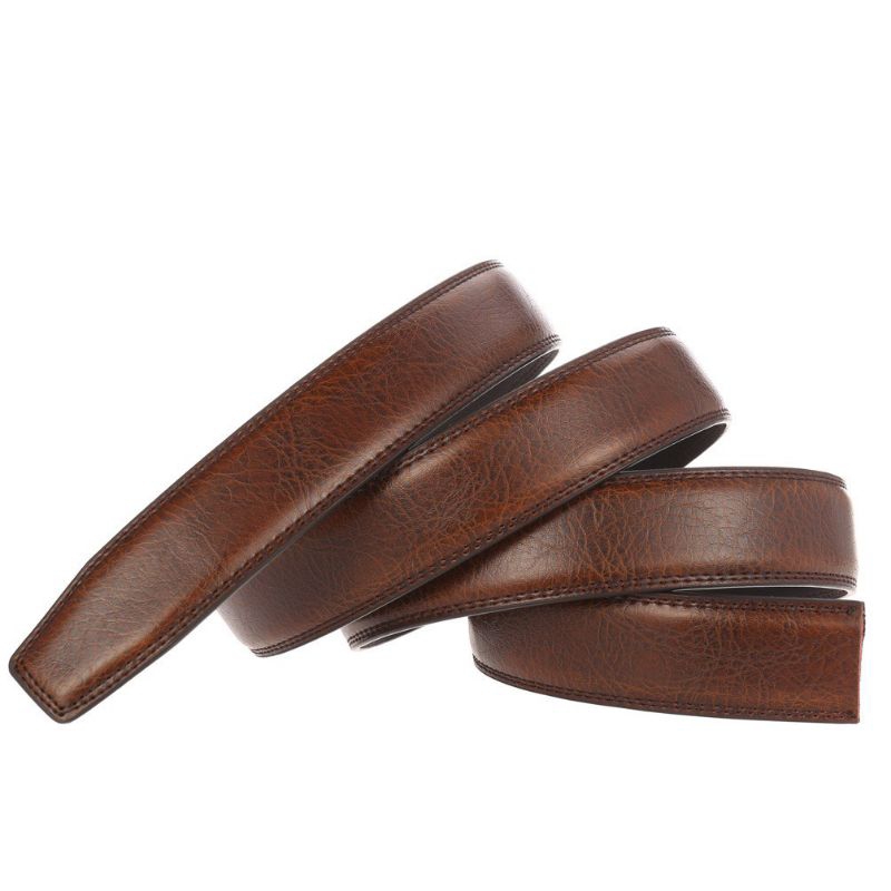 Dây da thay thế thắt lưng nam da bò nhập khẩu TMNK02 bản 3.5cm dùng cho khóa tự có răng nhựa  da hai màu đen,nâu