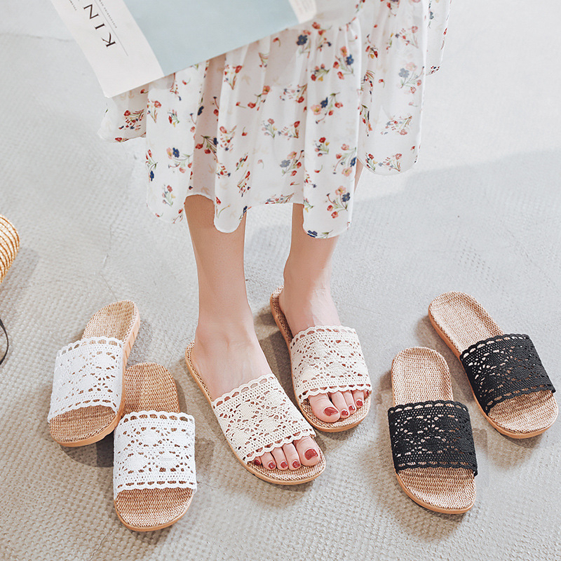 Dép cói THETUTI quai ren vintage, nhẹ, bền, êm chân, mang nhà - đi biển - dạo phố