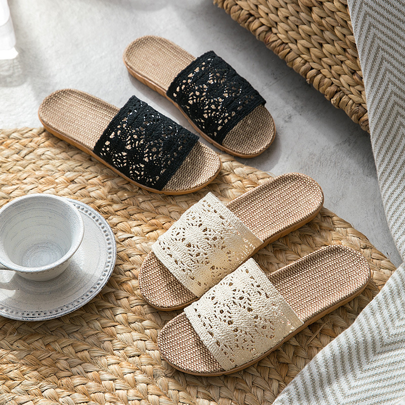 Dép cói THETUTI quai ren vintage, nhẹ, bền, êm chân, mang nhà - đi biển - dạo phố