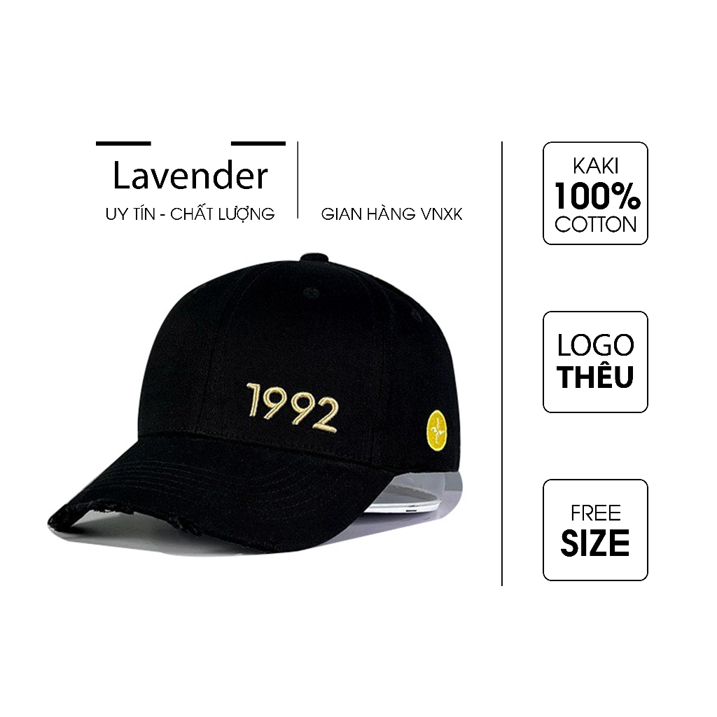 Nón kết Mũ lưỡi trai đen 1992 logo thêu dành cho nam nữ Free size