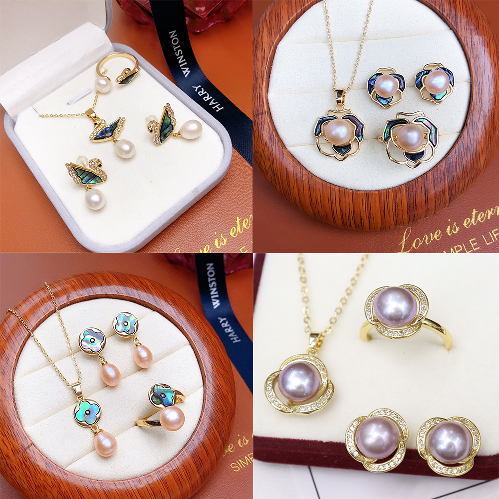 Bộ trang sức Hemera dây chuyền - bông tai - nhẫn hạt trai nuôi nước ngọt nhiều kiểu dáng làm quà tặng