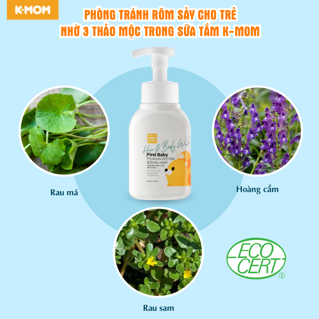 Sữa tắm &amp; gội cho bé K-mom 290ml