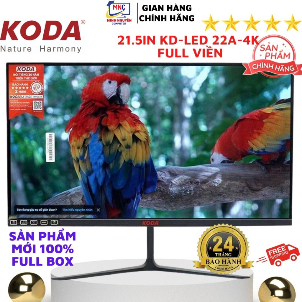 Màn hình máy tính 21.5in LED KODA KD-LED22A-4K Full Viền - Full HD 75Mhz - Chính hãng Vinago - Bảo hành 2 năm