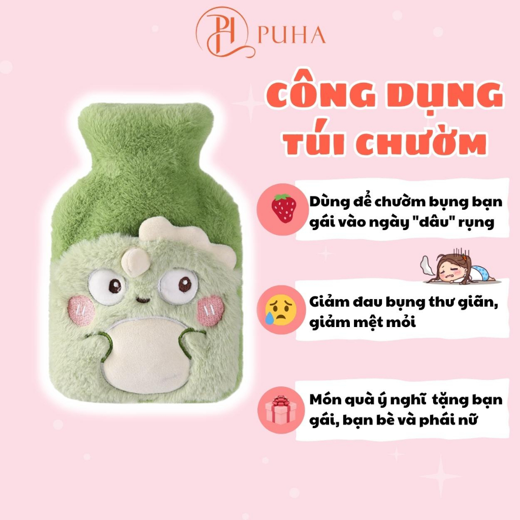 Túi chườm bụng kinh nóng lạnh đa năng Puha 1000ml cho bạn nữ sử dụng ngày dâu