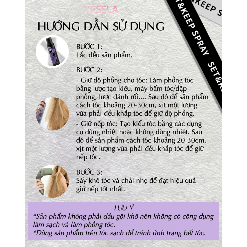 BABI - Xịt tạo kiểu, giữ nếp tóc mềm mại, giữ độ phồng, bồng bềnh tự nhiên