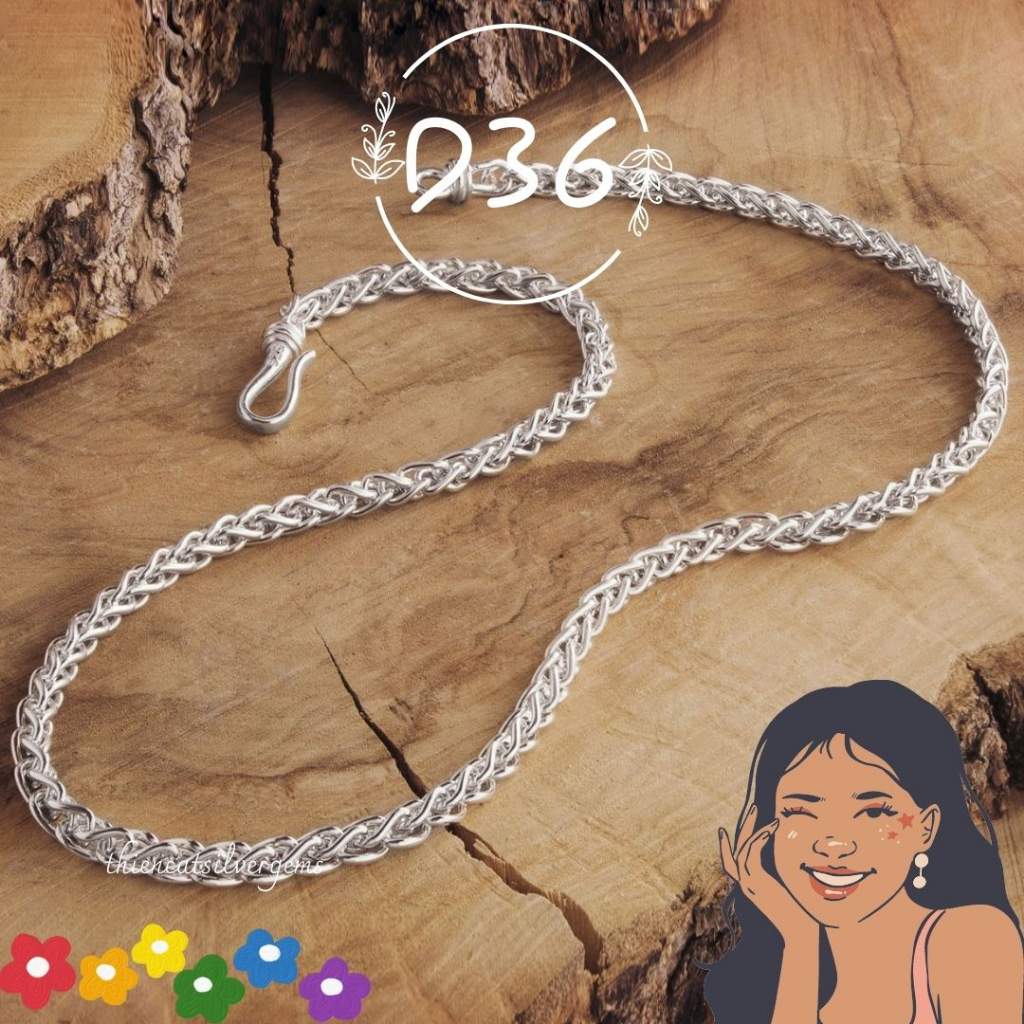 D36 Dây chuyền vẩy rồng nhỏ 45cm Bạc thật Thiên Cát s950