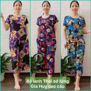 [ Sale off ]  Đồ bộ trung niên Bộ Lanh Gia Huy vải Lanh Thái mẫu Quần Ống Rộng Sớ Lửng Tay Hến